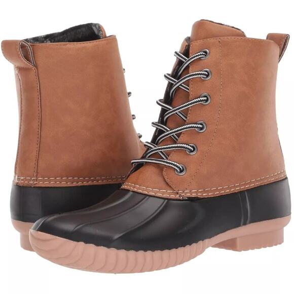 Report Women Upton Insulated Duck Boots Size US 9 Tan Brown Faux Leather - Picture 1 of 8